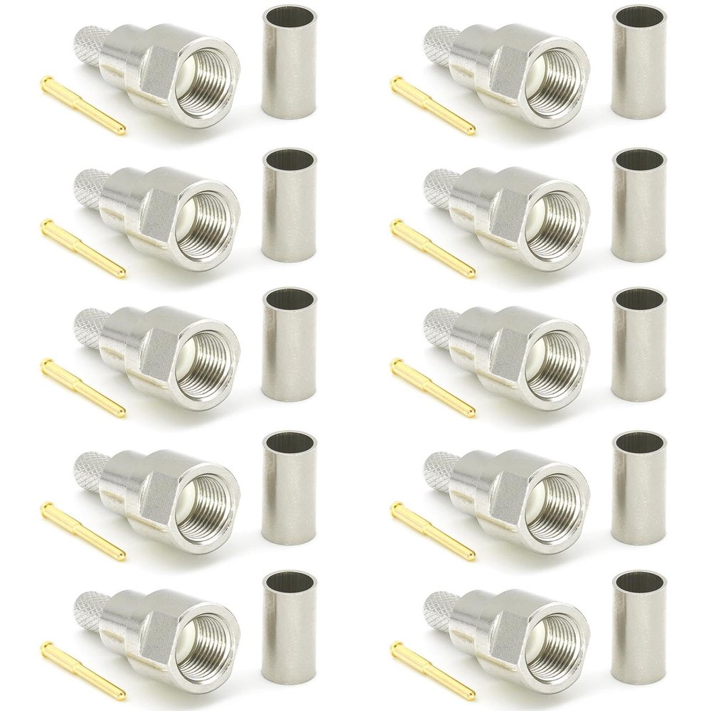 RANGEFUL FME Male Connectors for RG58 LMR195 RG303 RG141 RG142 RG400 RF Crimp Coaxial Cables, Nickel-Plated, 10-Pack