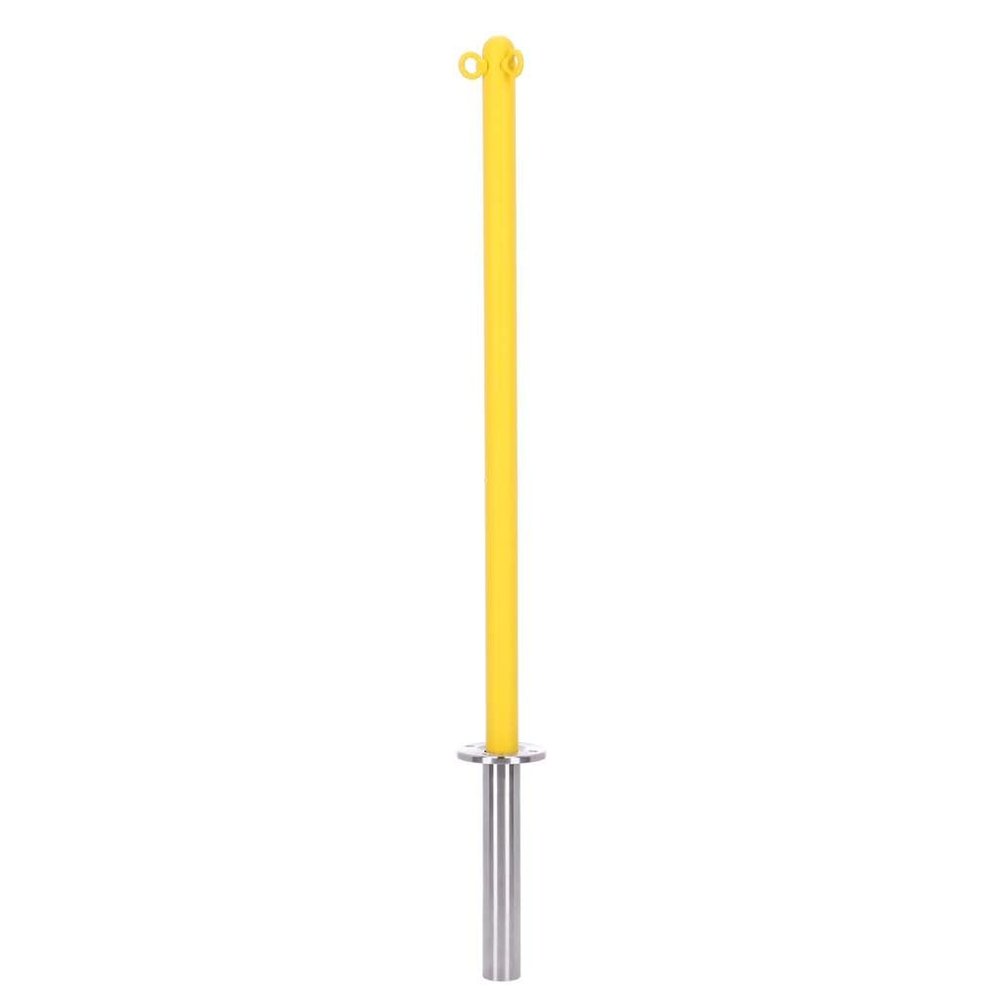 TIBU Yellow Stainless Steel Barrier Post with Ground Sleeve, 42.4 mm