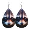 Small Raccoon-Face Leather Earrings view 1