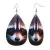 Small Raccoon-Face Leather Earrings view 2
