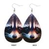 Small Raccoon-Face Leather Earrings view 3