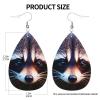 Small Raccoon-Face Leather Earrings view 4