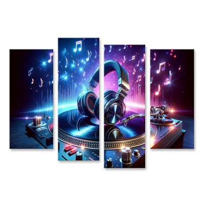 islandburner Canvas Wall Art for Kids' and Teens' Rooms – DJ Turntable with Headphones