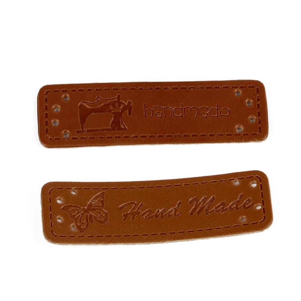 STOBOK 24-Piece Handmade PU Leather Sewing Labels with Holes and Buttons