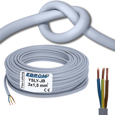 EBROM Flexible YSLY-JB 3 × 1.5 mm² Installation Cable, Gray, 205 m