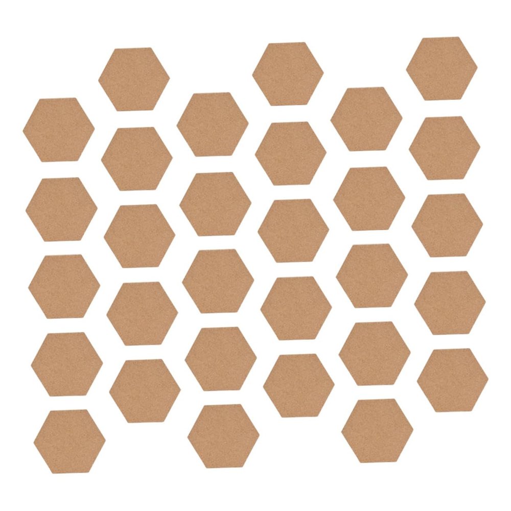 Operitacx Non-Slip Self-Adhesive Hexagonal Cork Coffee Coasters, 30-Pack, Heat-Resistant, Khaki