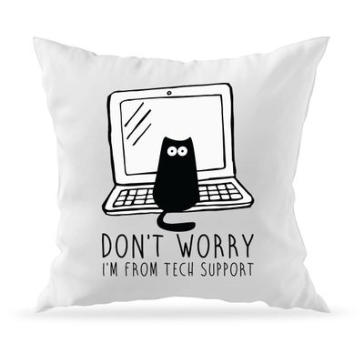 Moonai I'm from Tech Support Cat Supporting Decorative Throw Pillow Cover and Insert, 40 x 40 cm