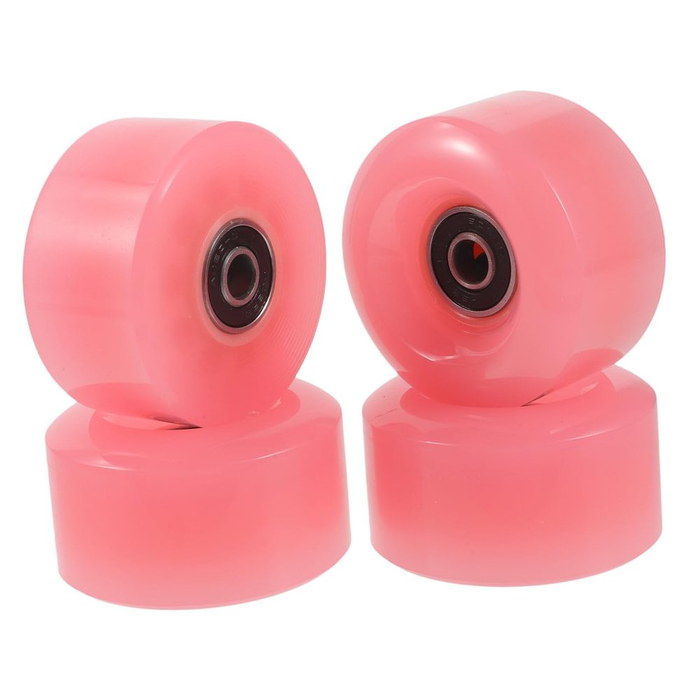 HANABASS Outdoor Roller Skate Wheels, 4-Piece PU with Metal Bearings, Pink