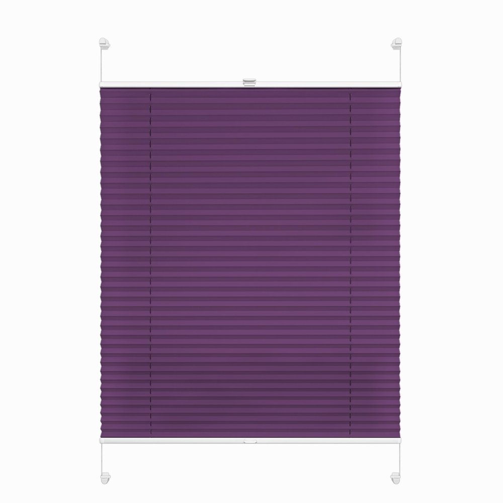 Rettika No-Drill Pleated Blind, Plum, 95 x 200 cm