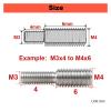 NORAZE M3 to M20 External-Thread Double-Ended Conversion Screw, Reducing Head Bolt, 304 Stainless Steel (M5x15 to M8x15, 5 pcs) view 3