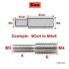 NORAZE M3 M4 M5–M16 Thread Diameter Conversion Double-Headed External-Thread Screw, Gray Reducer Screw, 304 Stainless Steel (Color: 10 pcs, Size: M12x25 to M14x25) view 2