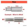 NORAZE M14x25 to M16x25 Stainless Steel Male-to-Male Thread Adapter, 1-Pack view 2