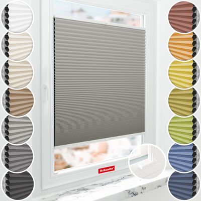 Schuette Blackout Honeycomb Pleated Blind, Silver Mist (Gray), 75 x 130 cm, Suprafix Screw-Mount Brackets