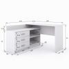 Marlux-Meble Omega L-Shaped Desk with 3 Drawers and 2 Shelves, Matte Gray, 131 x 120 x 76 cm view 2