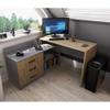 Marlux-Meble Omega L-Shaped Desk with 3 Drawers and 2 Shelves, Matte Gray, 131 x 120 x 76 cm view 4