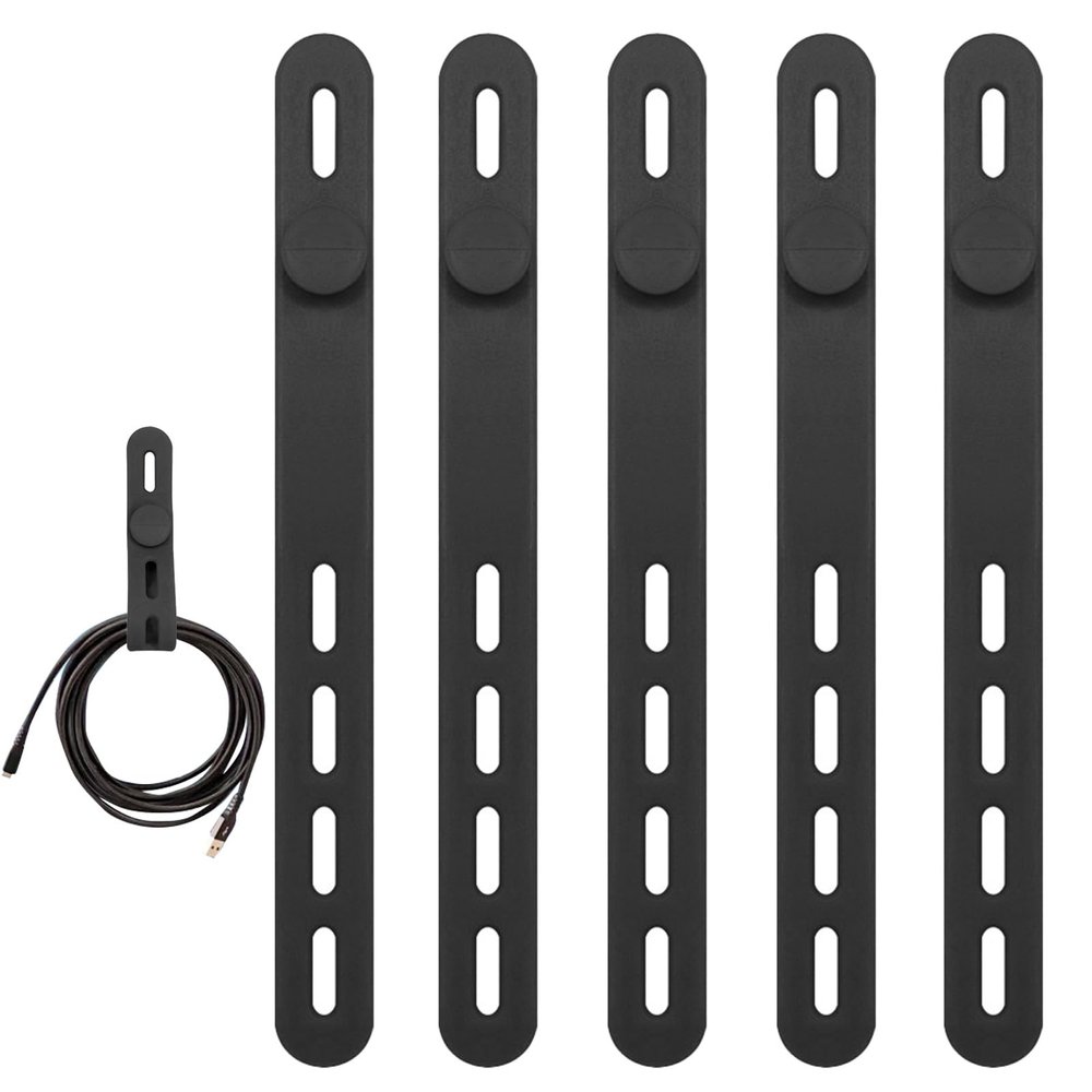Shurzzesj Reusable Silicone Cable Ties, 4 Adjustable Holes