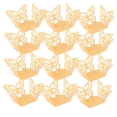 CAXUSD Gold Paper Muffin Cups with Butterfly Pattern, 30-Pack