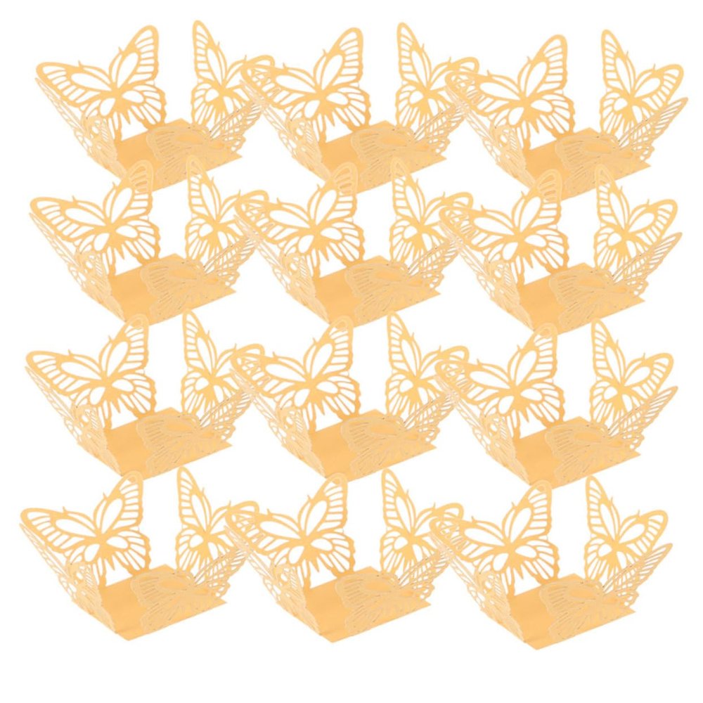 CAXUSD Gold Paper Muffin Cups with Butterfly Pattern, 30-Pack