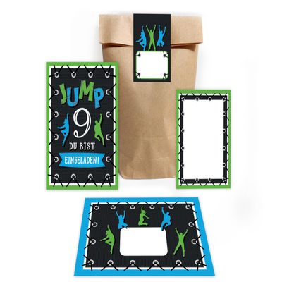 Minkocards 6 Jump Trampoline Invitations for a 9th Birthday