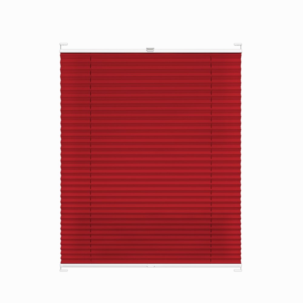 Rettika Pleated Blind, Drill-Mount, 95 cm W x 50 cm H, Red, Interior Window Sun Shade