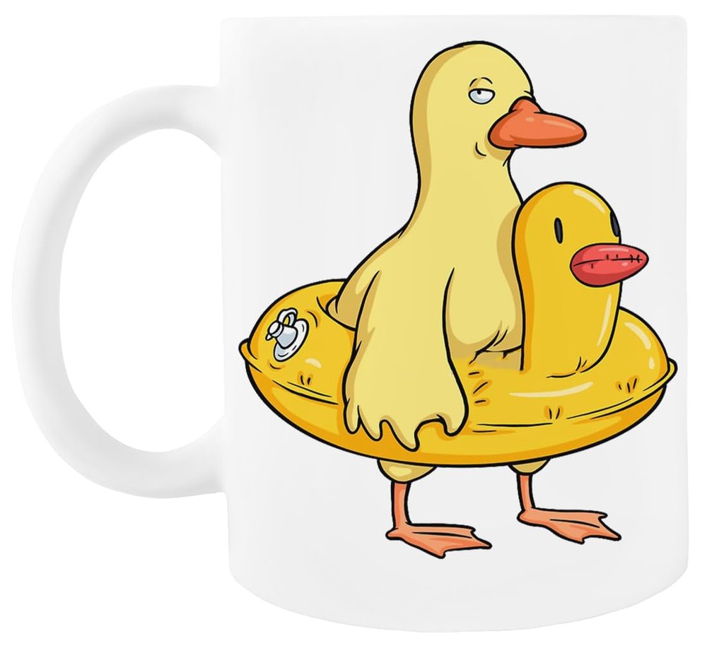 Generic Double Duck White Ceramic Coffee Mug