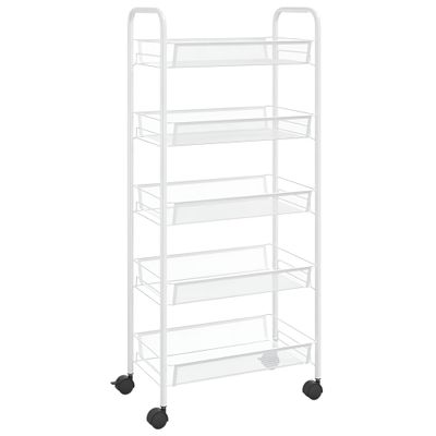 Primal Internet GmbH Narrow 5-Tier Rolling Kitchen Cart, Metal, White