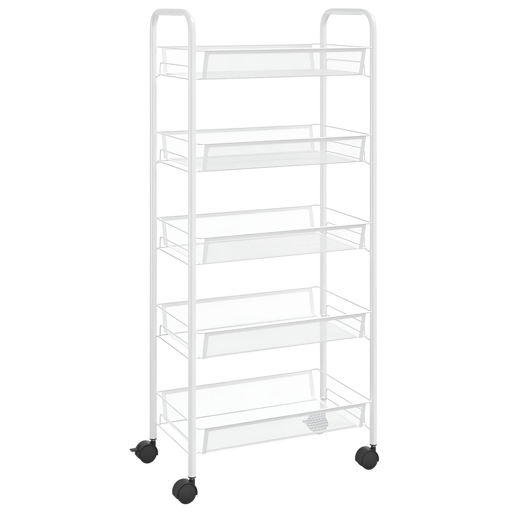 Primal Internet GmbH Narrow 5-Tier Rolling Kitchen Cart, Metal, White