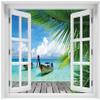 Wallario Acrylic Wall Art, 60 x 90 cm, with Window Frame, Floating Effect – Caribbean Sun Boat view 1