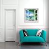 Wallario Acrylic Wall Art, 60 x 90 cm, with Window Frame, Floating Effect – Caribbean Sun Boat view 2
