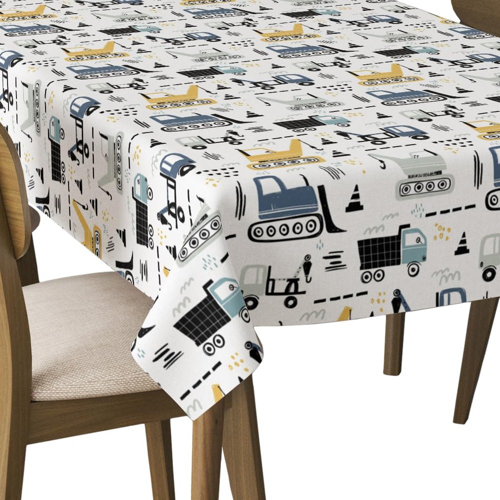 HEKO PANELS Washable Tablecloth, Construction Vehicles, 140 x 300 cm