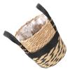 CAXUSD Lined Seagrass Flower Basket with Handles, Khaki view 1