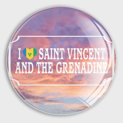 I Love Saint Vincent and the Grenadines Flag Glass Refrigerator Magnets, 2 Pieces