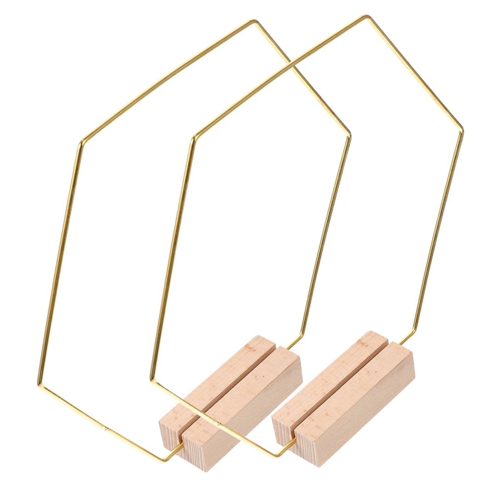 Hexagonal Metal DIY Decoration Rings with Wooden Bases, Set of 2