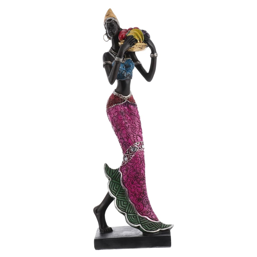 OUNONA African Woman Resin Statue, 1 Piece, Yellow
