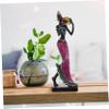 OUNONA African Woman Resin Statue, 1 Piece, Yellow view 2