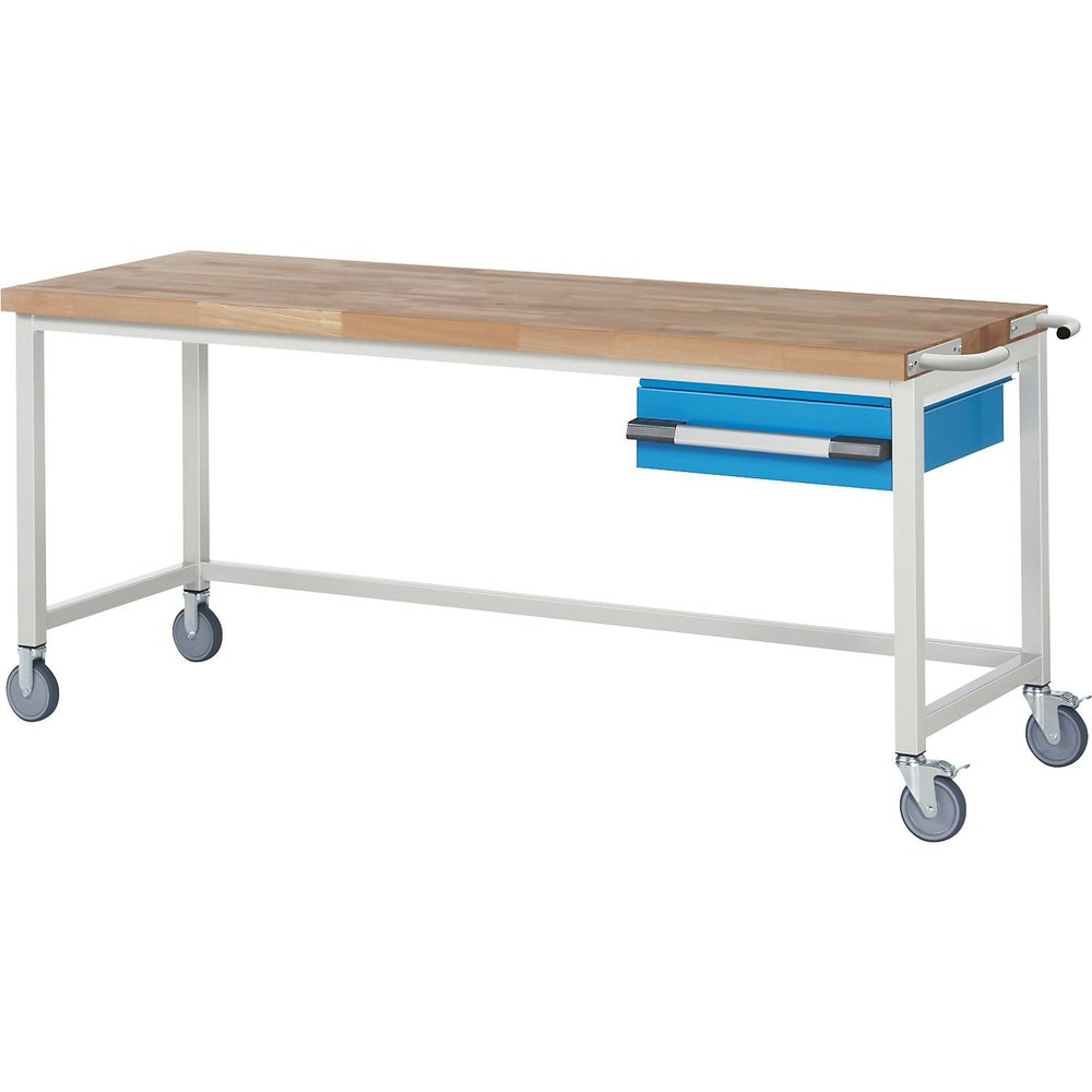 eurokraft | Mobile Workbench Series 8000 | Frame Construction | 1 Hanging Drawer | W x D 2000 x 700 mm