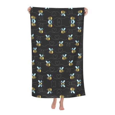 Mypiky Bumble Bees Print Microfiber Beach Towel for Adults, Women, Men, and Children, Large Bath Towel, 76 x 132 cm