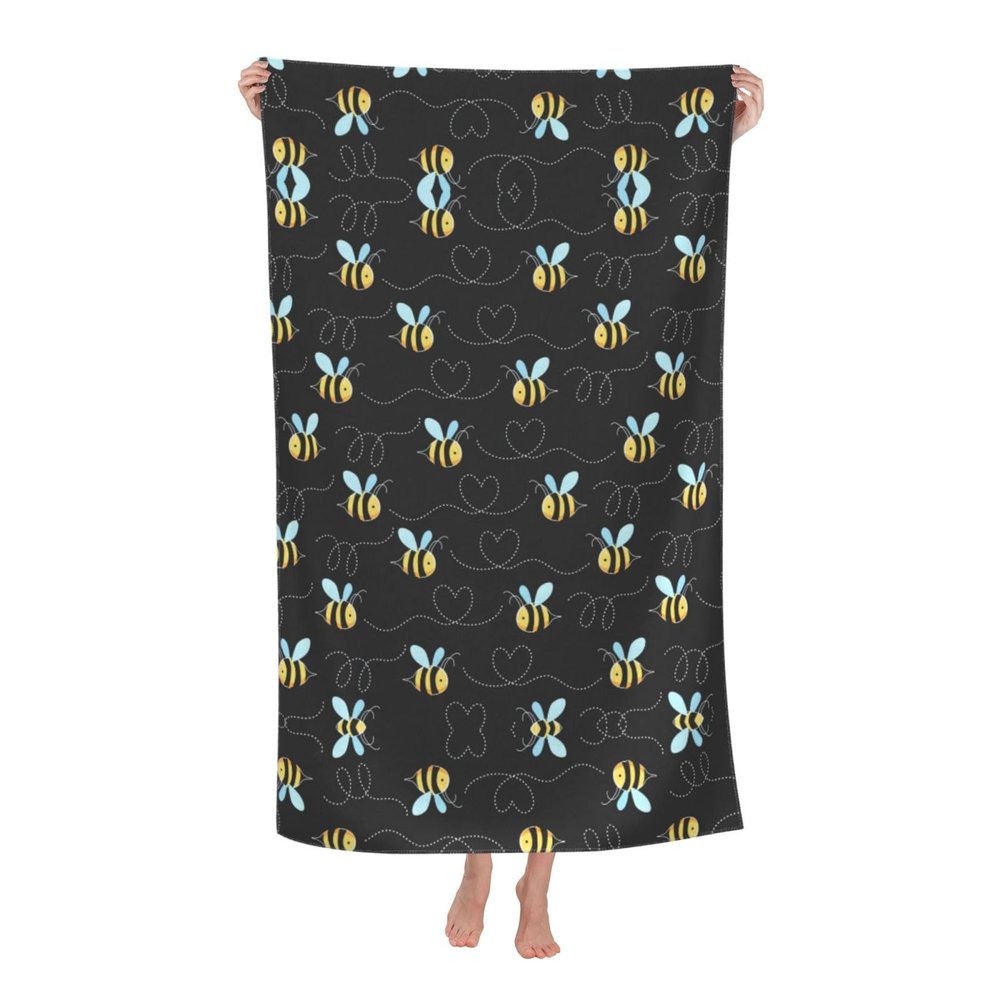 Mypiky Bumble Bees Print Microfiber Beach Towel for Adults, Women, Men, and Children, Large Bath Towel, 76 x 132 cm