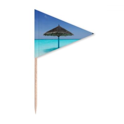 Ocean Beach Green Tree Art Deco Fashion Toothpick Triangle Cupcake Topper Flags