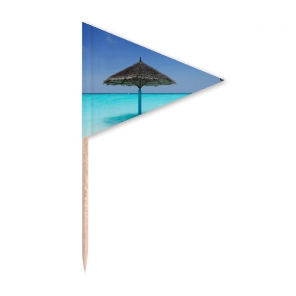 Ocean Beach Green Tree Art Deco Fashion Toothpick Triangle Cupcake Topper Flags