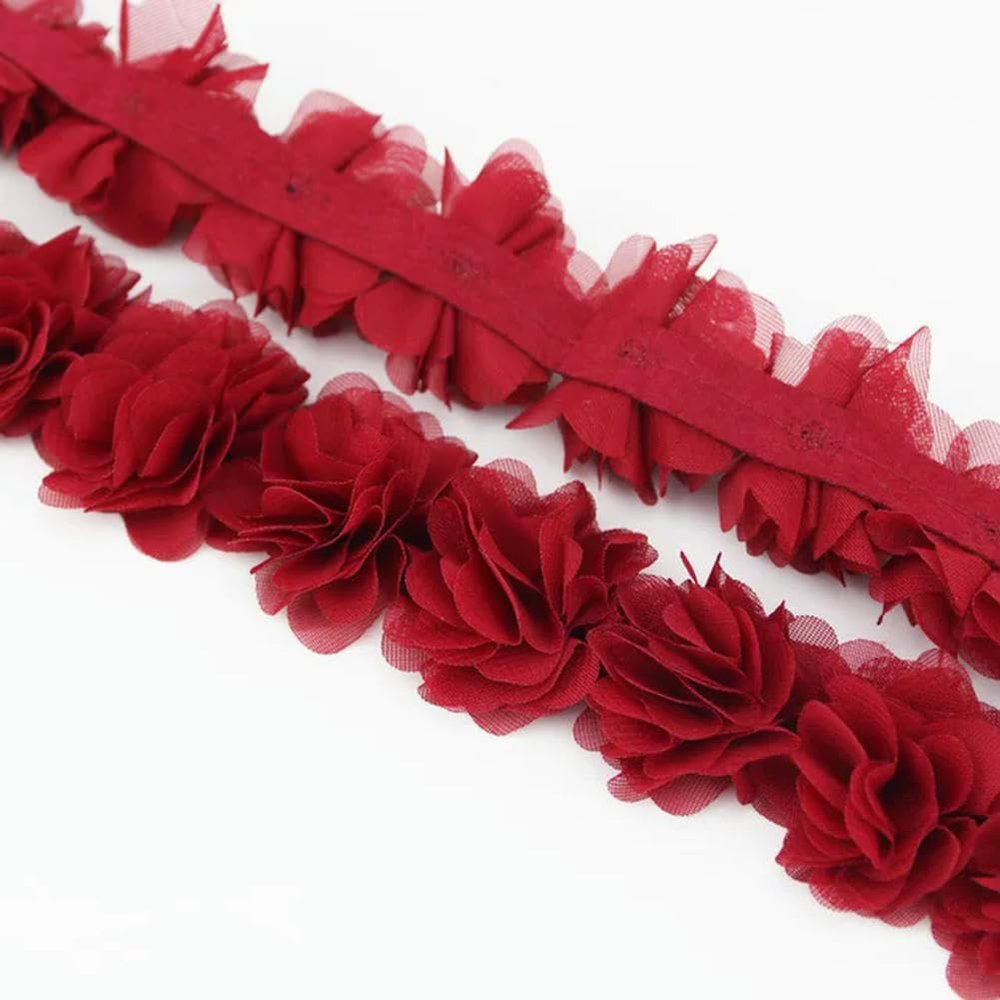 Chiffon Lace Trim, Floral Decorative Ribbon, 1 Meter