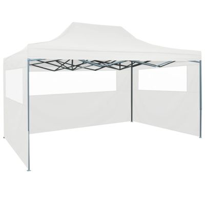 ShCuShan Foldable Party Tent with 3 Side Panels, 3 x 4.5 m, White