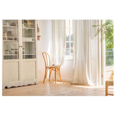 AMDXD White Sheer Voile Curtain Panel with Gathered Tape, Boho Stripes, 140 x 300 cm
