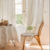 AMDXD White Sheer Voile Curtain Panel with Gathered Tape, Boho Stripes, 140 x 300 cm view 2