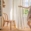 AMDXD White Sheer Voile Curtain Panel with Gathered Tape, Boho Stripes, 140 x 300 cm view 3