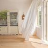 AMDXD White Sheer Voile Curtain Panel with Gathered Tape, Boho Stripes, 140 x 300 cm view 4