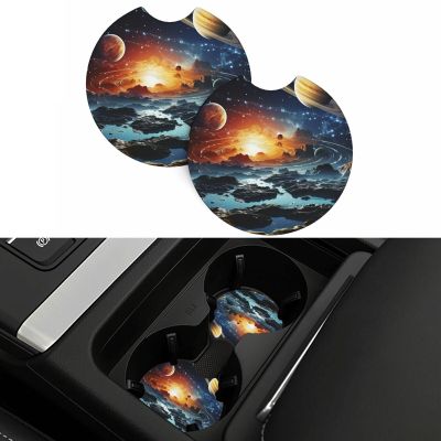 Car Cup Holder Coasters with Planets, Stars and Milky Way, 2-Pack