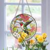 Round Tinted Acrylic Glass Window Hanging with Hummingbird Motif view 2