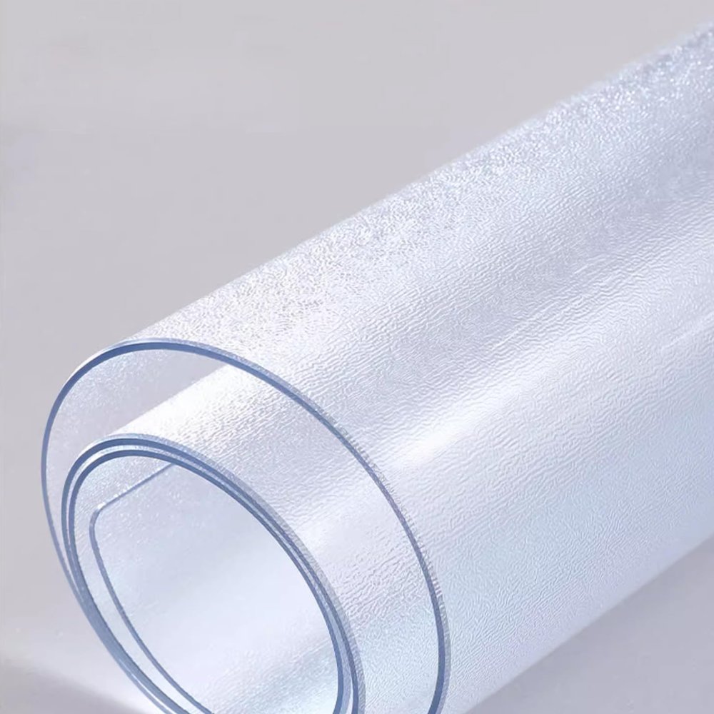 Geovne Non-Slip Transparent Table Cover, Frosted PVC, 0.7 mm, Waterproof and Oil-Resistant, 51 x 71 in