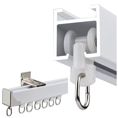 DPAOZPO Ceiling or Wall-Mount Curtain Track, Aluminum, 500 cm/16.4 ft, 4 × 125 cm